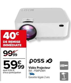 Poss - Vidéo Projecteur PSMP12WH  offre à 59,99€ sur Carrefour Contact