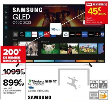 Samsung - Téléviseur Qled 4K  offre à 899,99€ sur Carrefour Contact