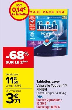 Finish - Tablettes Lave Vaisselle Tout En 1 offre à 11,59€ sur Carrefour Contact