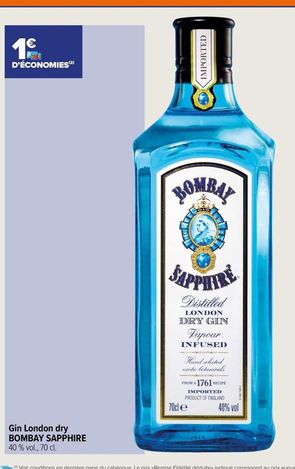 Bombay Sapphire - Gin London Dry offre sur Carrefour Contact