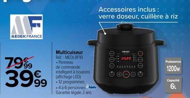 Medek France - Multicuiseur MEDLBF10  offre à 39,99€ sur Carrefour Drive