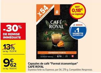 Café Royal - Capsules De Café "Format Economique" offre à 9,62€ sur Carrefour Drive