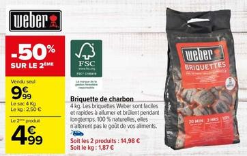 Weber - Briquette De Charbon offre à 9,99€ sur Carrefour Drive