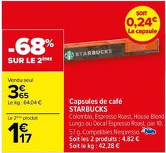 Starbucks - Capsules De Café offre à 3,65€ sur Carrefour Drive