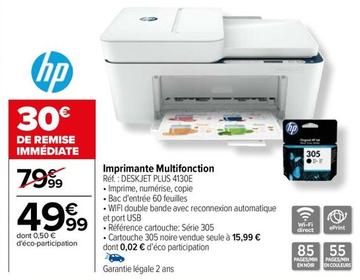 Hp - Imprimante Multifonction Deskjet Plus 4130E offre à 49,99€ sur Carrefour Drive