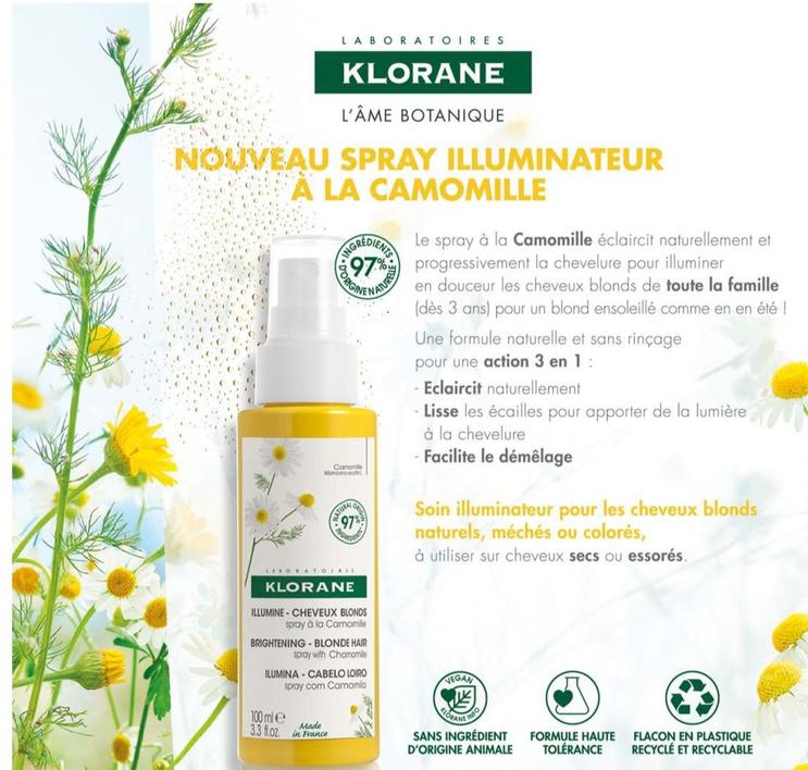 Klorane - Nouveau Spray Illuminateur A La Camomille  offre sur Carrefour Drive