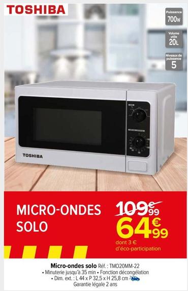 Toshiba - Micro Ondes Solo offre à 64,99€ sur Carrefour Drive