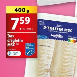 Dos D'églefin Msc offre à 7,59€ sur Lidl