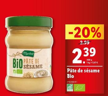Maribel - Pâte De Sésame Bio offre à 2,39€ sur Lidl