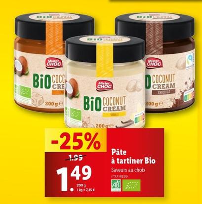 Mister Choc - Pâte À Tartiner Bio offre à 1,49€ sur Lidl