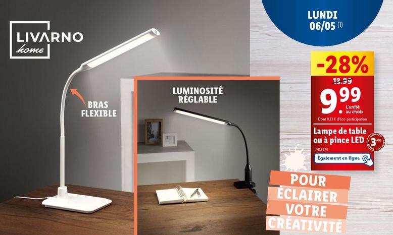 Livarno Home - Lampe De Table Ou À Pince LED offre à 9,99€ sur Lidl