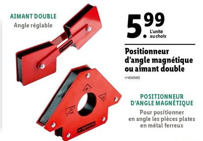 Positionneur D'Angle Magnetique Ou Aimant Double  offre à 5,99€ sur Lidl