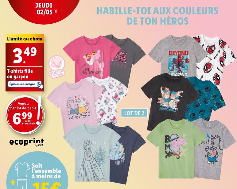 T-Shirts Fille offre à 3,49€ sur Lidl