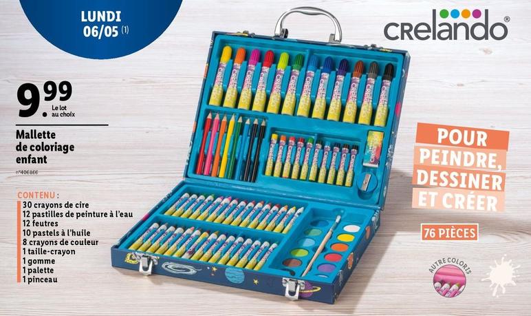 Crelando - Mallette De Coloriage Enfant offre à 9,99€ sur Lidl