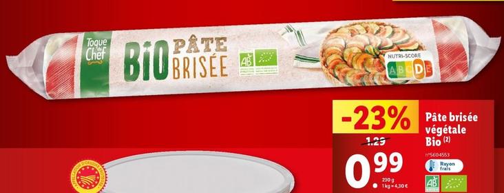 Toque Du Chef - Pâte Brisée Végétale Bio offre à 0,99€ sur Lidl
