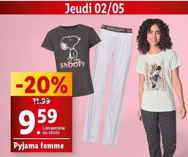 Pyjama Femme  offre à 9,59€ sur Lidl