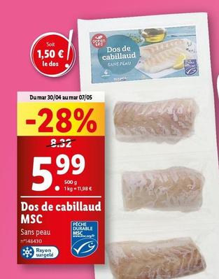 Dos De Cabillaud Msc offre à 5,99€ sur Lidl
