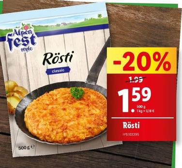 Alpen Test Style - Rösti offre à 1,59€ sur Lidl