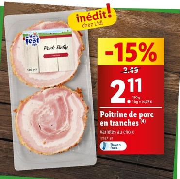 Alpen Fest - Poitrine De Porc En Tranches offre à 2,11€ sur Lidl