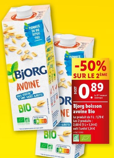 Bjorg - Boisson Avoine Bio offre à 1,79€ sur Lidl