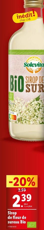 Solevita - Sirop De Fleur De Sureau Bio offre à 2,39€ sur Lidl