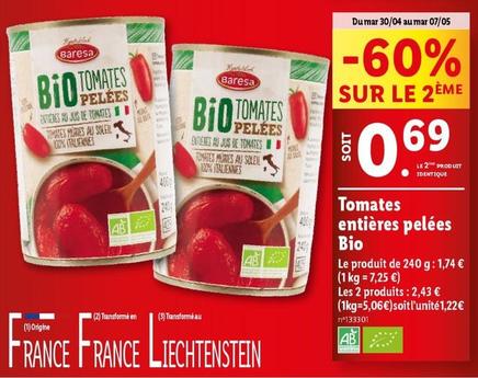 Baresa - Tomates Entières Pelées Bio offre à 1,74€ sur Lidl