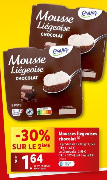 Envia - Mousses Liégeoises Chocolat offre à 2,35€ sur Lidl