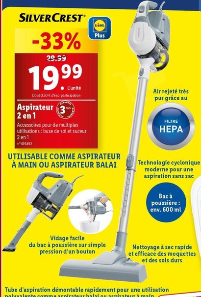 Silvercrest - Aspirateur 2 En 1 offre à 19,99€ sur Lidl