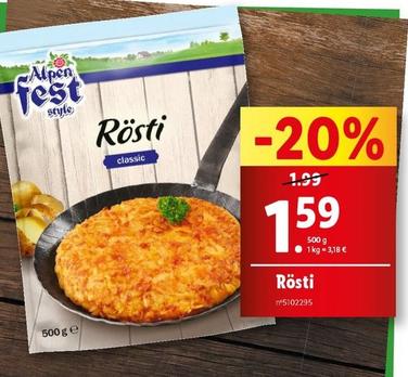 Alpen Fest Style - Rösti offre à 1,59€ sur Lidl