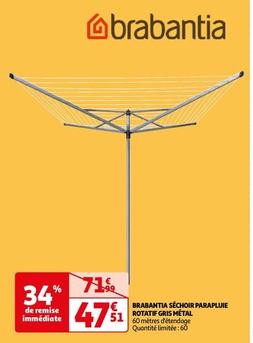 Brabantia - Séchoir Parapluie Rotatif Gris Métal offre à 47,51€ sur Auchan Hypermarché