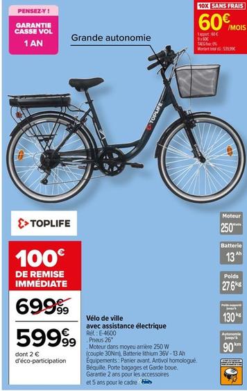 Toplife - Velo De Ville Avec Assistance Electrique  offre à 599,99€ sur Carrefour Express