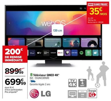 Lg - Téléviseur Qned 4K  offre à 699,99€ sur Carrefour City