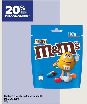 M&M'S - Bonbons Chocolat Au Lait Et Riz Soufflé Crispy offre sur Carrefour City