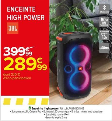Jbl - Enceinte High Power offre à 289,99€ sur Carrefour