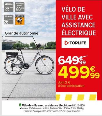 Toplife - Vélo De Ville Avec Assistance Électrique  offre à 499,99€ sur Carrefour