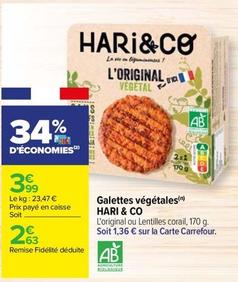 Hari & Co - Galettes Végétales  offre à 2,63€ sur Carrefour