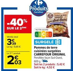 Carrefour - Pommes De Terre Cuisinees Surgelees  offre à 3,39€ sur Carrefour