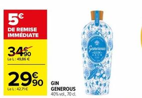 Generous - Gin  offre à 29,9€ sur Carrefour