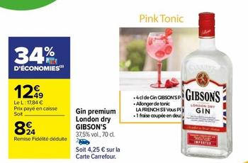 Gibson's - Gin Premium London Dry  offre à 8,24€ sur Carrefour