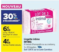 Intima - Lingette Intime offre à 4,54€ sur Carrefour