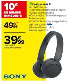 Sony - Casque Sans Fil WHCH52 offre à 39,99€ sur Carrefour