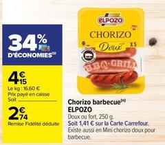 Elpozo - Chorizo Barbecue offre à 2,74€ sur Carrefour