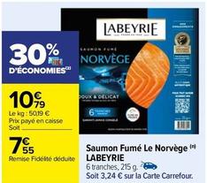 Labeyrie - Saumon Fume Le Norvege  offre à 7,55€ sur Carrefour