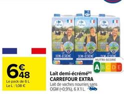 Carrefour - Lait Demi-écrémé Extra offre à 6,48€ sur Carrefour