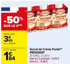 Président - Secret De Crème Fluide offre à 3,69€ sur Carrefour