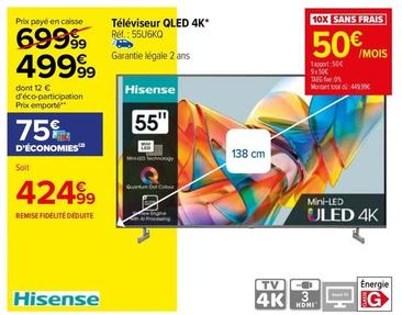 Hisense - Téléviseur Qled 4K offre à 499,99€ sur Carrefour