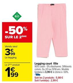 Legging Court Fille offre à 3,99€ sur Carrefour