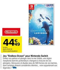 Nintendo - Jeu "Endless Ocean" Pour Switch offre à 44,49€ sur Carrefour