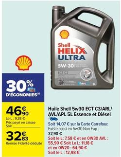 Shell - Huile 5w30 Ect C3/Arl/Avl/Apl 5l Essence Et Diésel offre à 32,83€ sur Carrefour