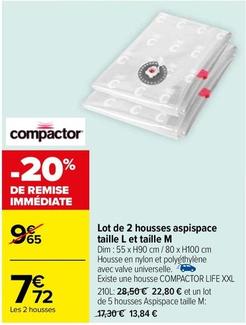 Compactor  - Lot De 2 Housses Aspispace Taille L Et Taille M offre à 7,72€ sur Carrefour